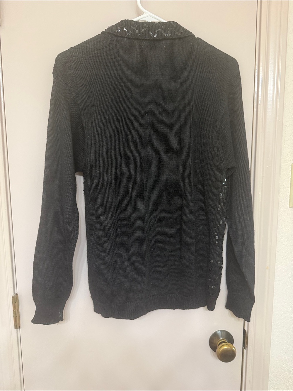 Vintage Jaclyn Smith Black Bow Sequin Cardigan Sweater Womens Medium - Picture 3 of 4